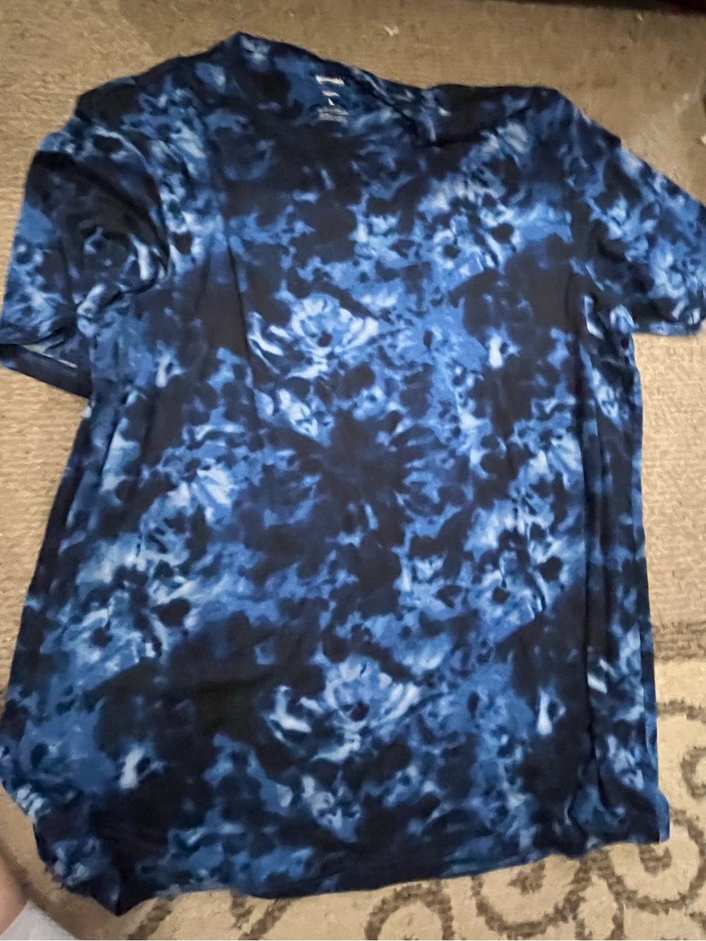 Sonoma Men's Navy and Light Blue Tie-Dye Short Sleeve Shirt